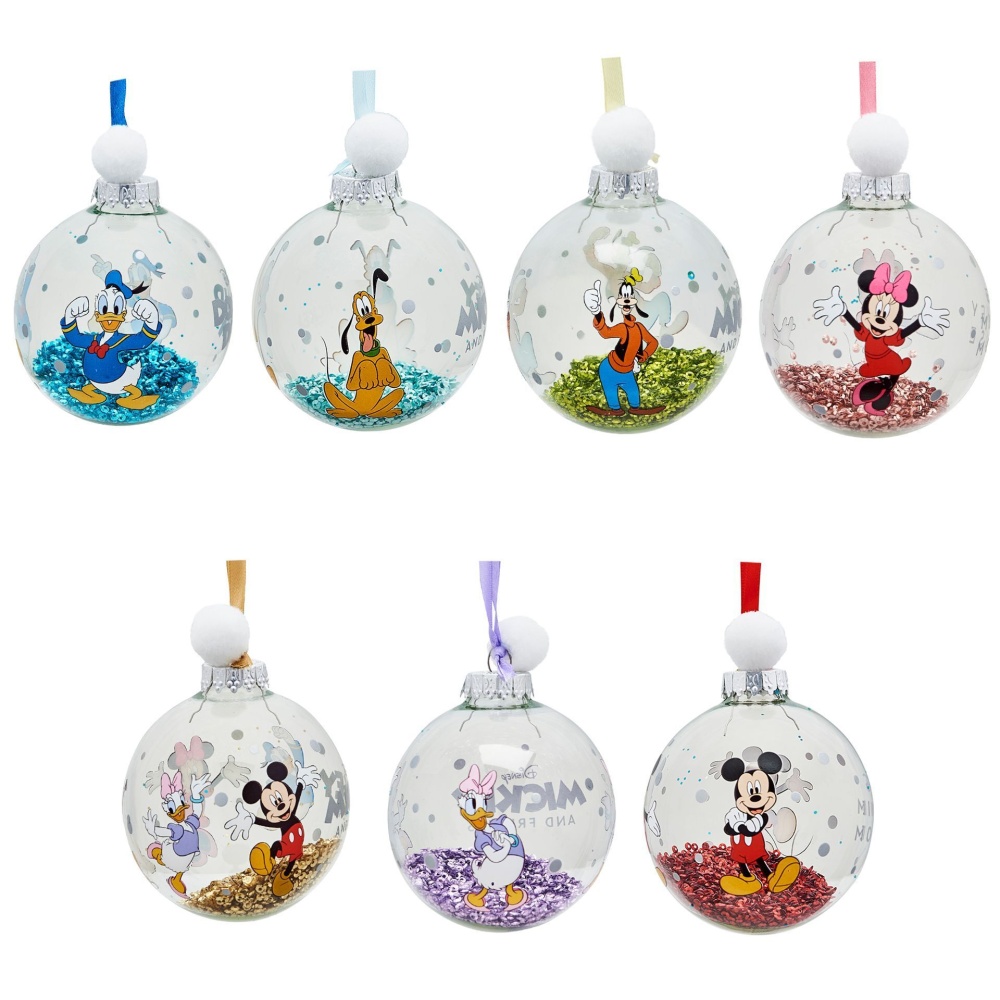 Disney - Set Of 7 Christmas Tree Baubles - Mickey & Friends